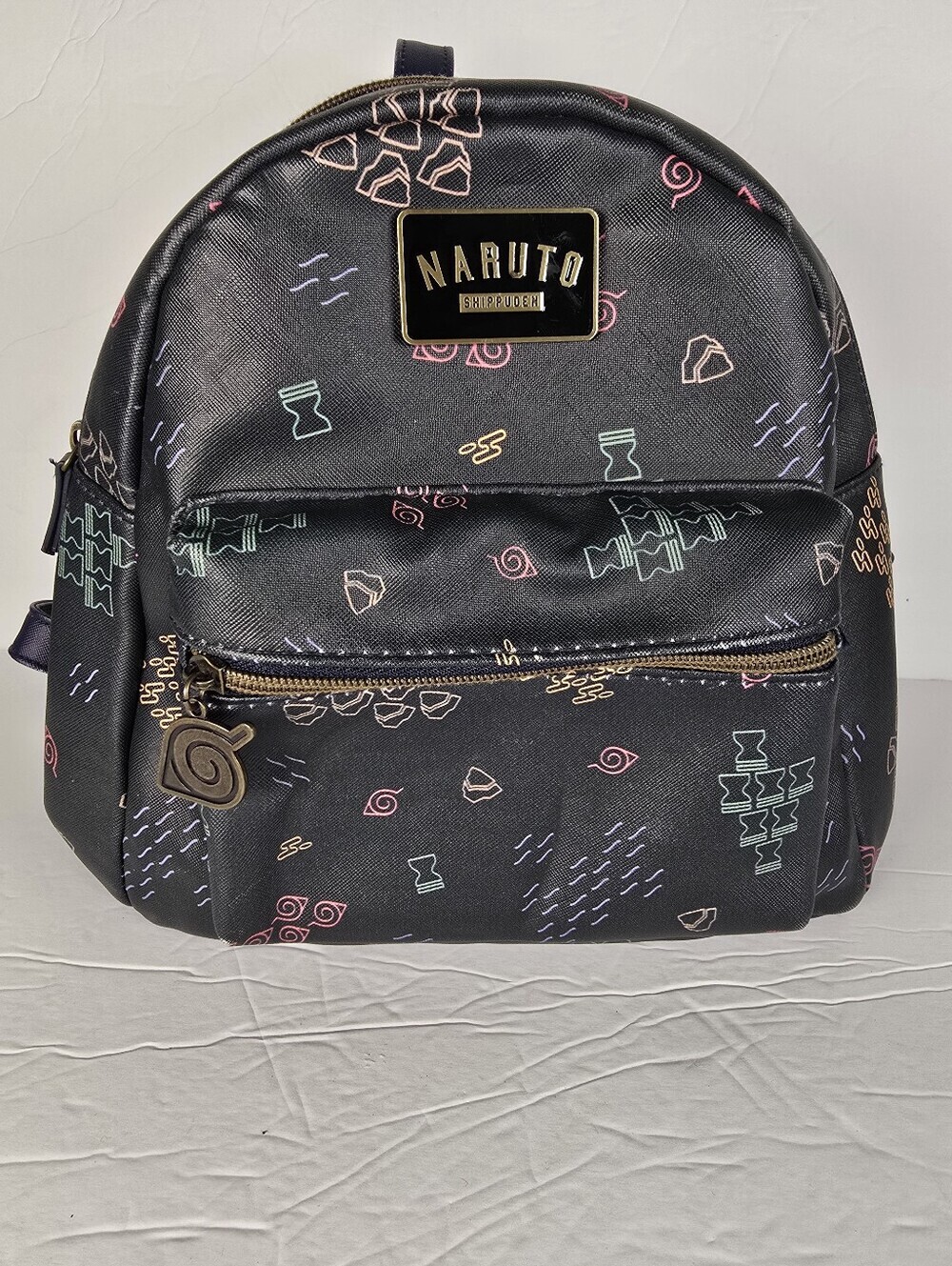 Naruto Shippuden Villages Toss Print Mini Backpack In Navy Blue And Black
